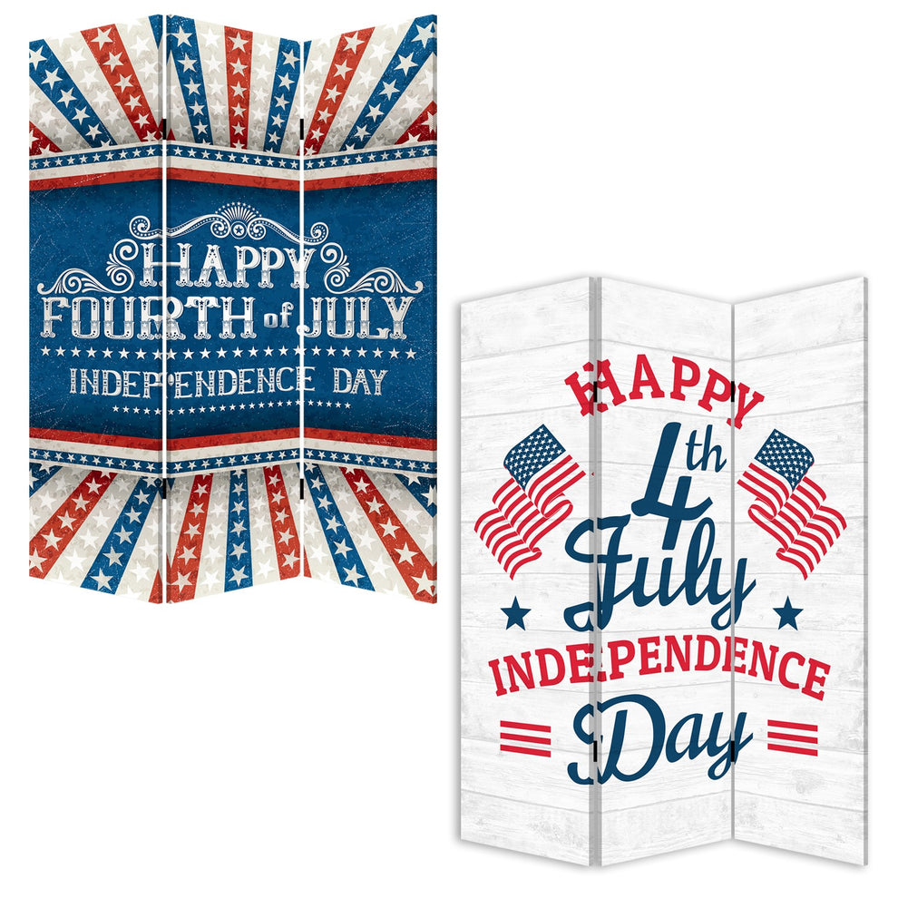Happy 4Th Of July Three Panel Room Divider Screen By Homeroots | Room Dividers | Modishstore - 4