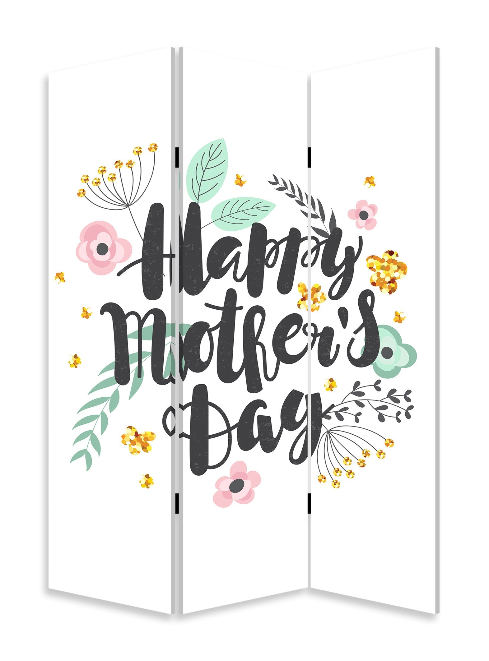 Sweet Floral Mother'S Day Three Panel Room Divider Screen By Homeroots | Room Dividers | Modishstore