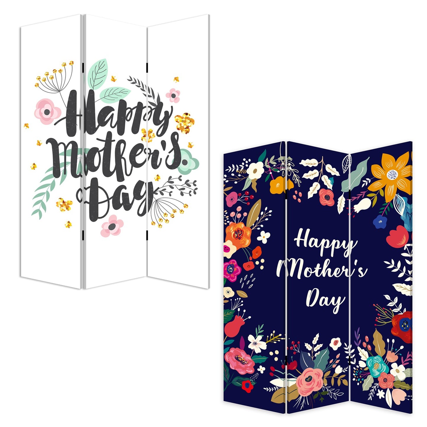 Sweet Floral Mother'S Day Three Panel Room Divider Screen By Homeroots | Room Dividers | Modishstore - 3