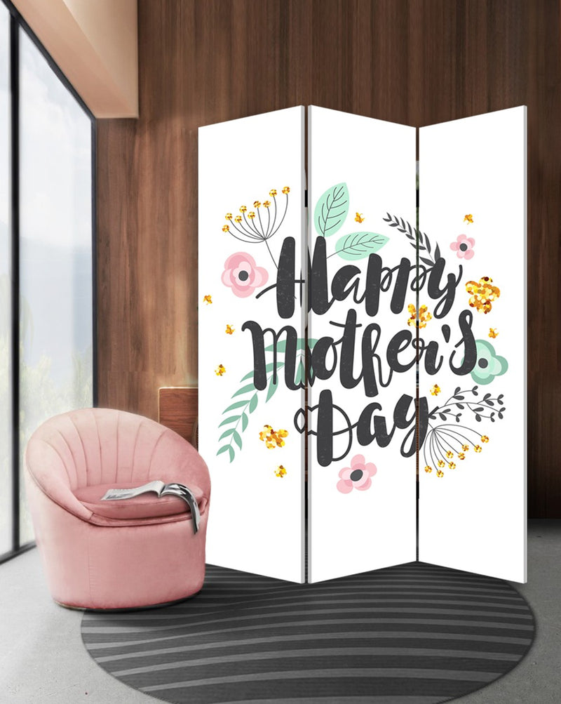 Sweet Floral Mother'S Day Three Panel Room Divider Screen By Homeroots | Room Dividers | Modishstore