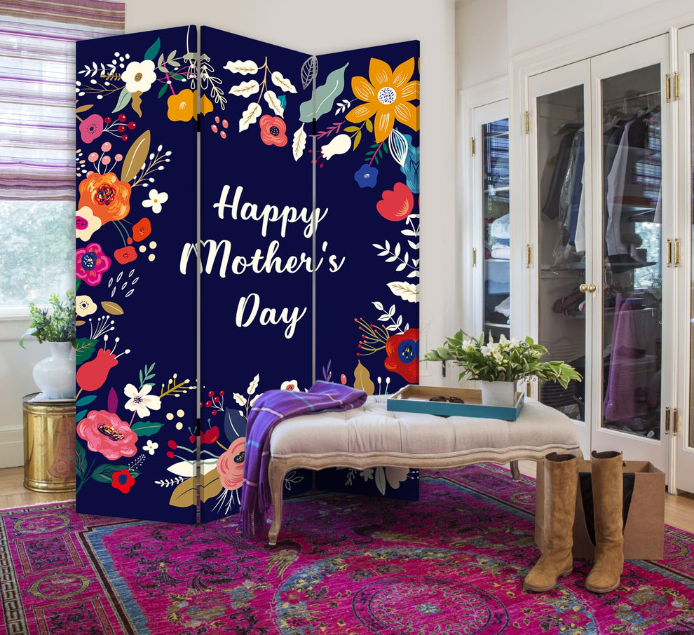 Sweet Floral Mother'S Day Three Panel Room Divider Screen By Homeroots | Room Dividers | Modishstore - 5