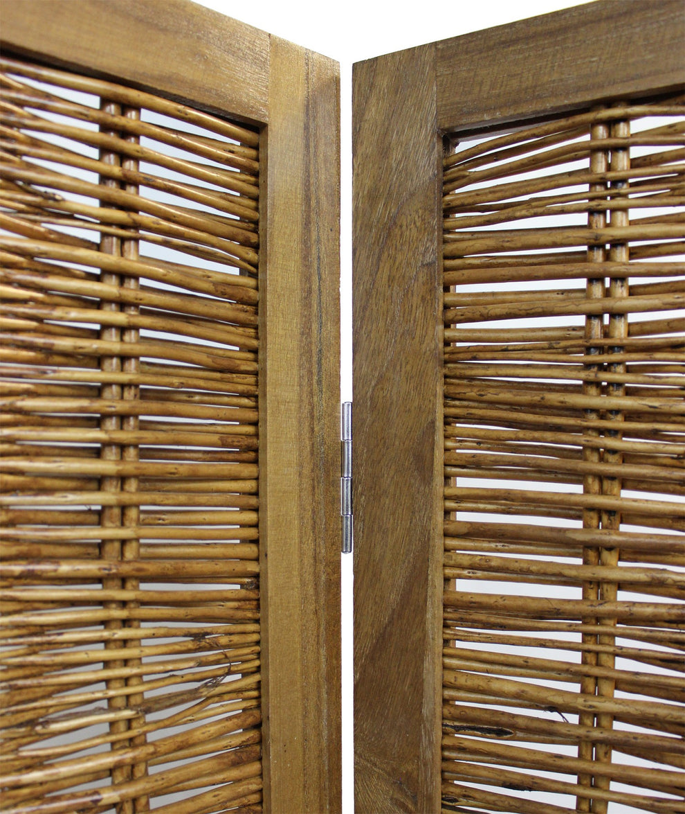 Brown Willow Four Panel Room Divider Screen By Homeroots | Room Dividers | Modishstore - 5
