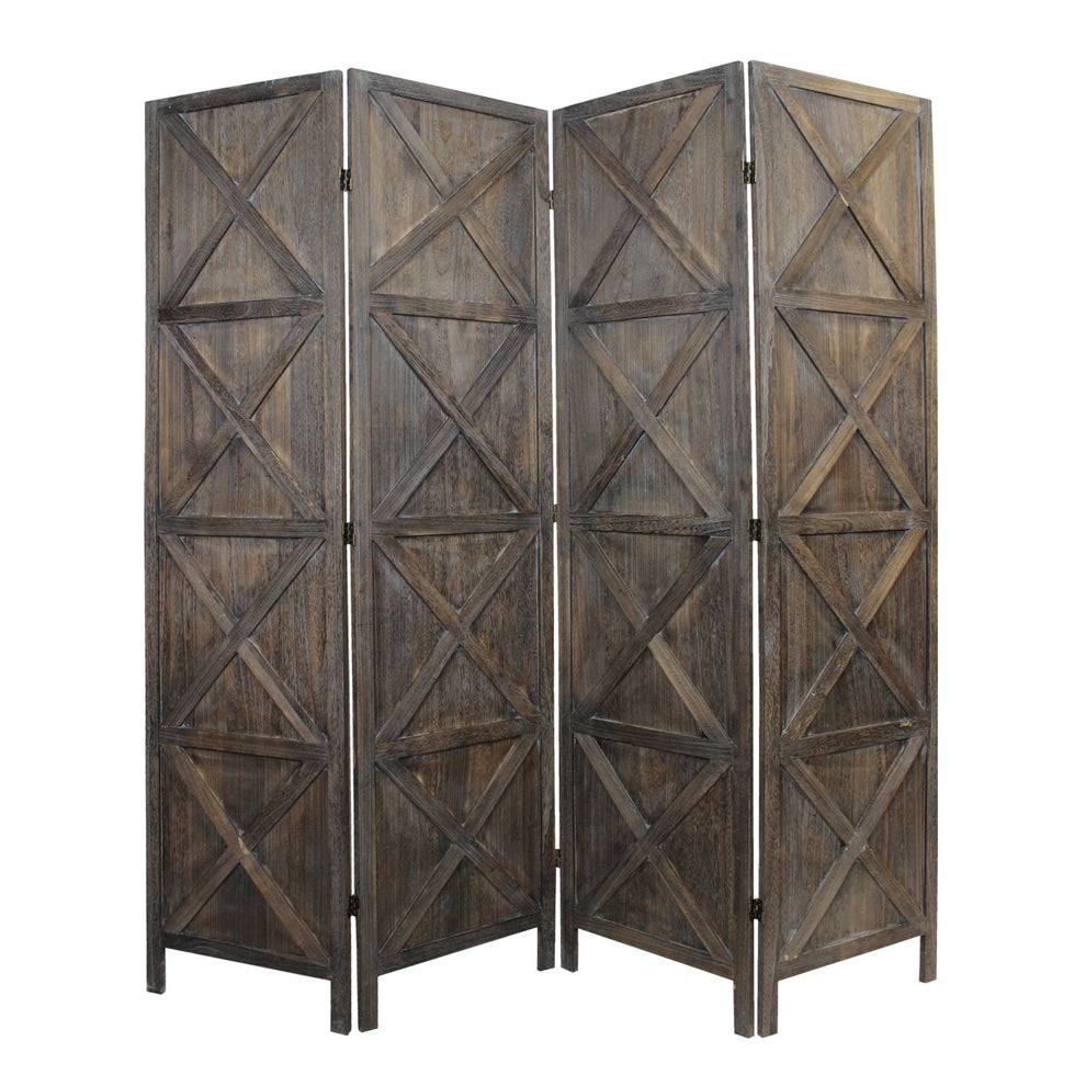 Modern Farmhouse Rustic Four Panel Room Divider Screen By Homeroots | Room Dividers | Modishstore - 2