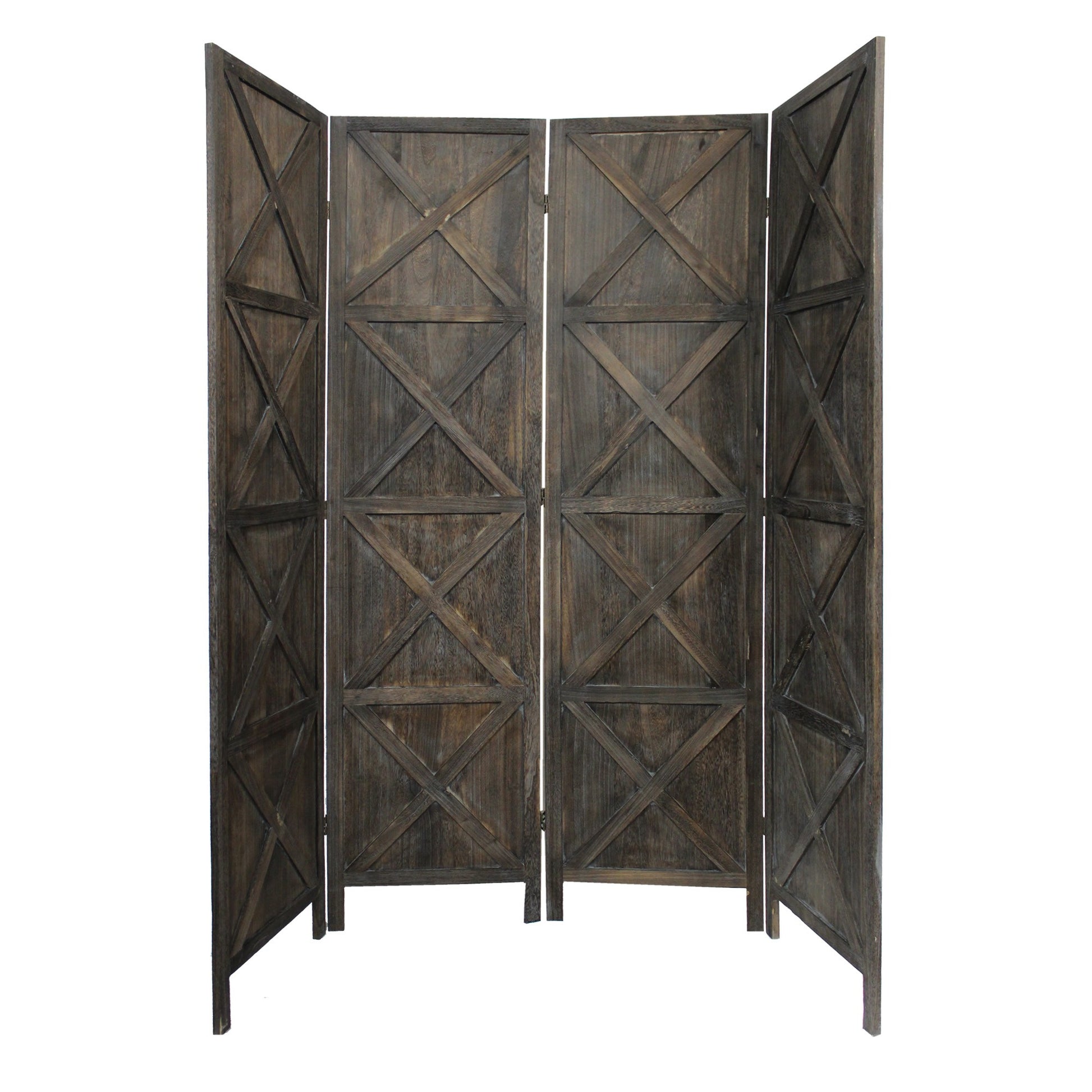 Modern Farmhouse Rustic Four Panel Room Divider Screen By Homeroots | Room Dividers | Modishstore - 6