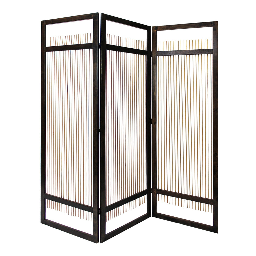 Light And Dark Rattan Three Panel Room Divider Screen By Homeroots | Room Dividers | Modishstore - 2