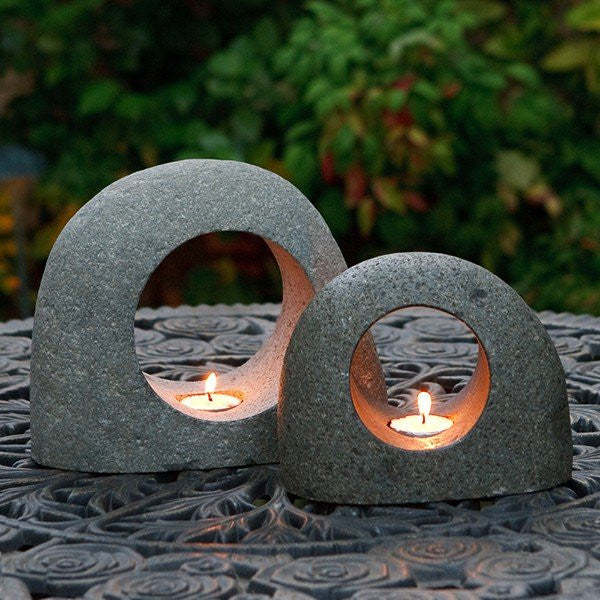 Garden Age Supply Natural Rock Moon Tealight Holders - Set of 2 | Candle Holders | Modishstore-2