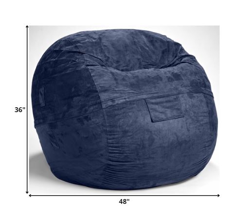 Classic Cozy Royal Blue Bean Bag Chair By Homeroots | Poufs | Modishstore - 2