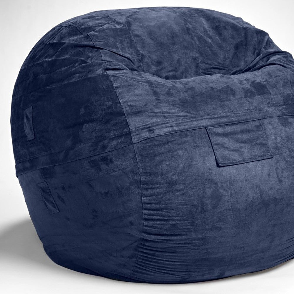 Classic Cozy Royal Blue Bean Bag Chair By Homeroots | Poufs | Modishstore - 4