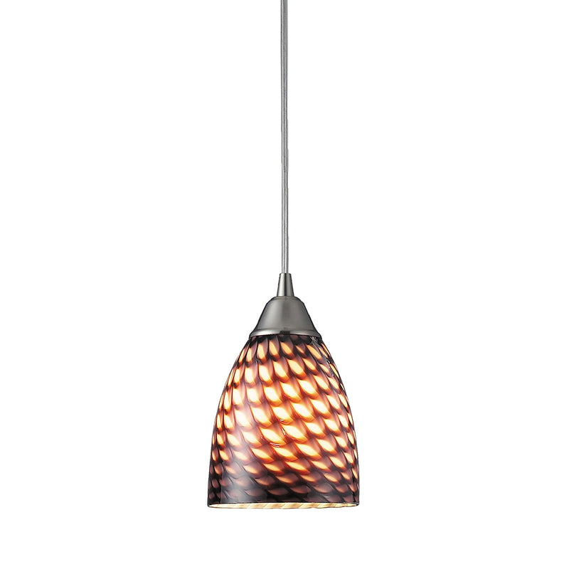 Arco Baleno 1-Light Mini Pendant in Satin Nickel with Coco Glass ELK Lighting | Pendant Lamps | Modishstore