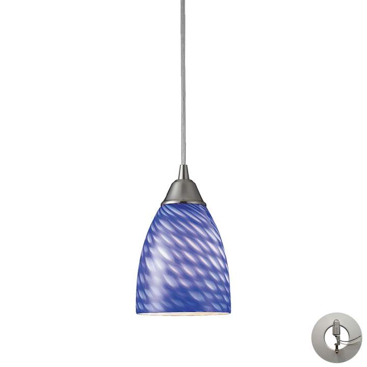 Arco Baleno 1-Light Mini Pendant in Satin Nickel with Sapphire Glass - Includes Adapter Kit | Pendant Lamps | Modishstore