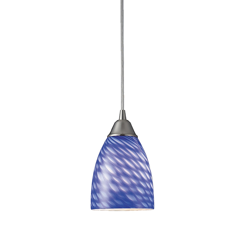 Arco Baleno 1-Light Mini Pendant in Satin Nickel with Sapphire Glass ELK Lighting | Pendant Lamps | Modishstore