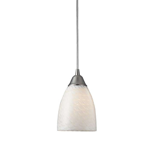 Arco Baleno 1-Light Mini Pendant in Satin Nickel with White Swirl Glass | Pendant Lamps | Modishstore