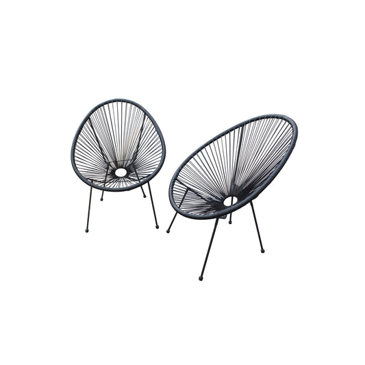 Black Mod Indoor Outdoor String Chairs Set Of 2 By Homeroots | Outdoor Chairs | Modishstore