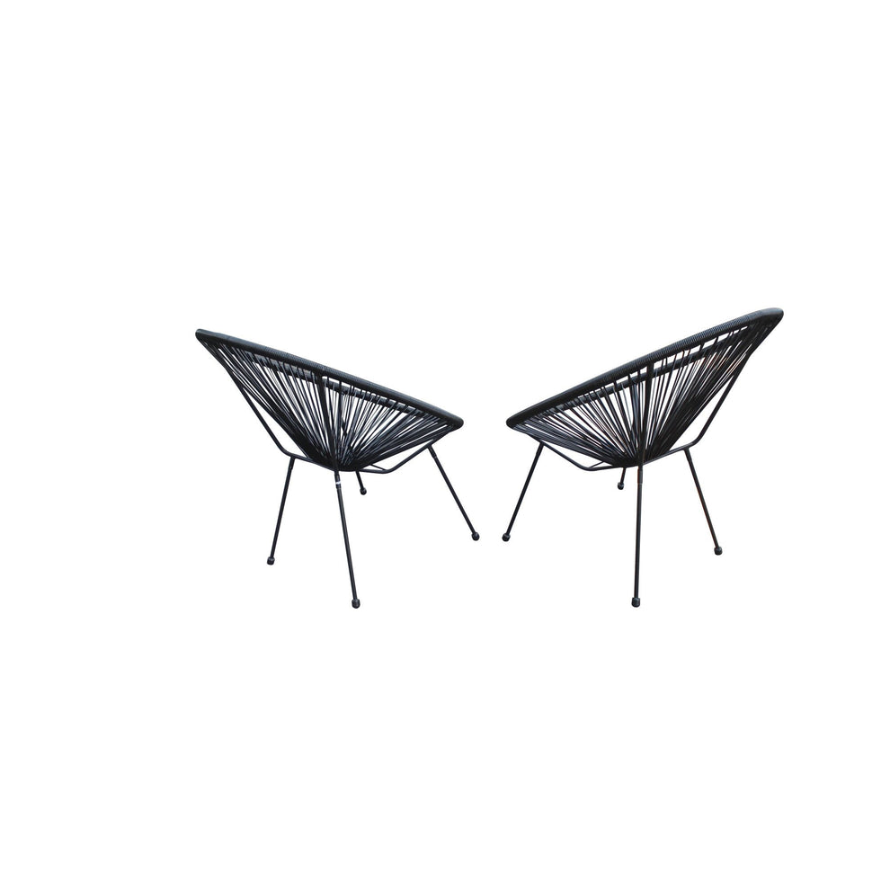 Black Mod Indoor Outdoor String Chairs Set Of 2 By Homeroots | Outdoor Chairs | Modishstore - 2