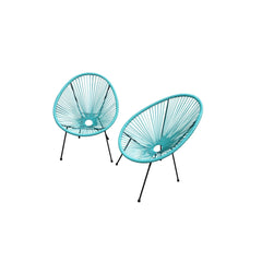 Teal Mod Indoor Outdoor String Chairs Set Of 2 By Homeroots