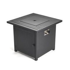 Matte Black Square Propane Fire Pit with Cover By Homeroots