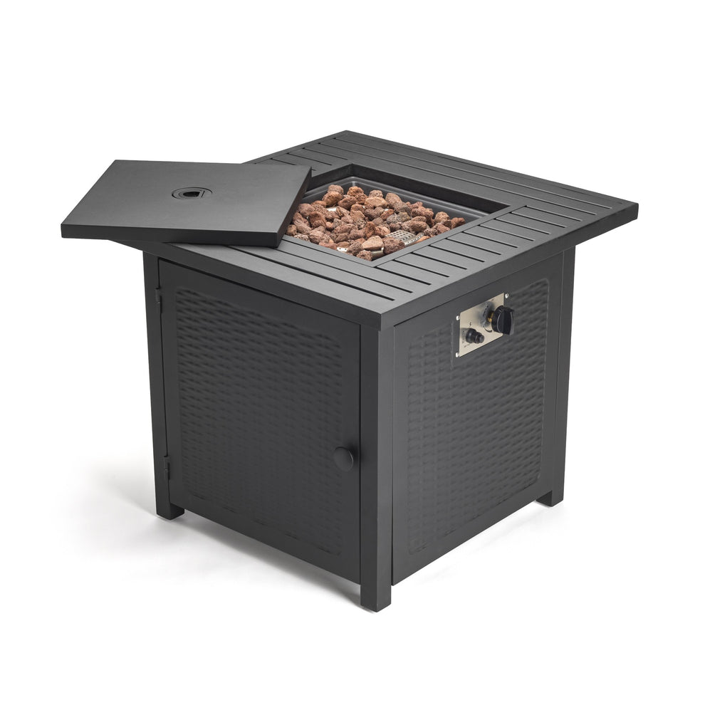 Matte Black Square Propane Fire Pit with Cover By Homeroots | FIRE PITS | Modishstore - 2
