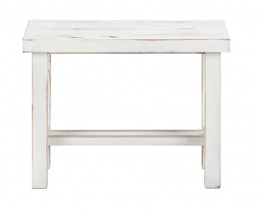24" Rustic White Distressed Bench By Homeroots