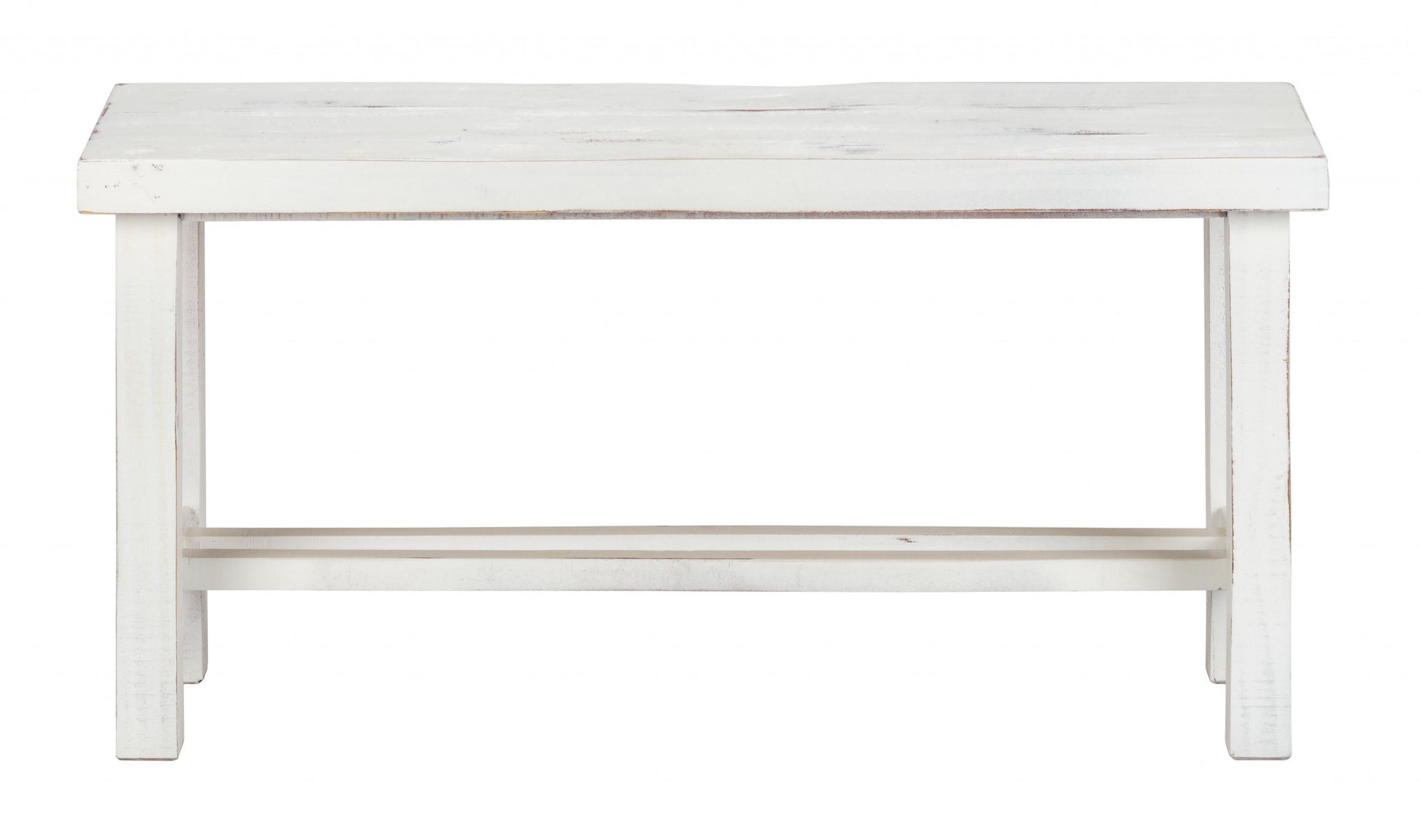 36" Rustic White Distressed Bench By Homeroots | Benches | Modishstore