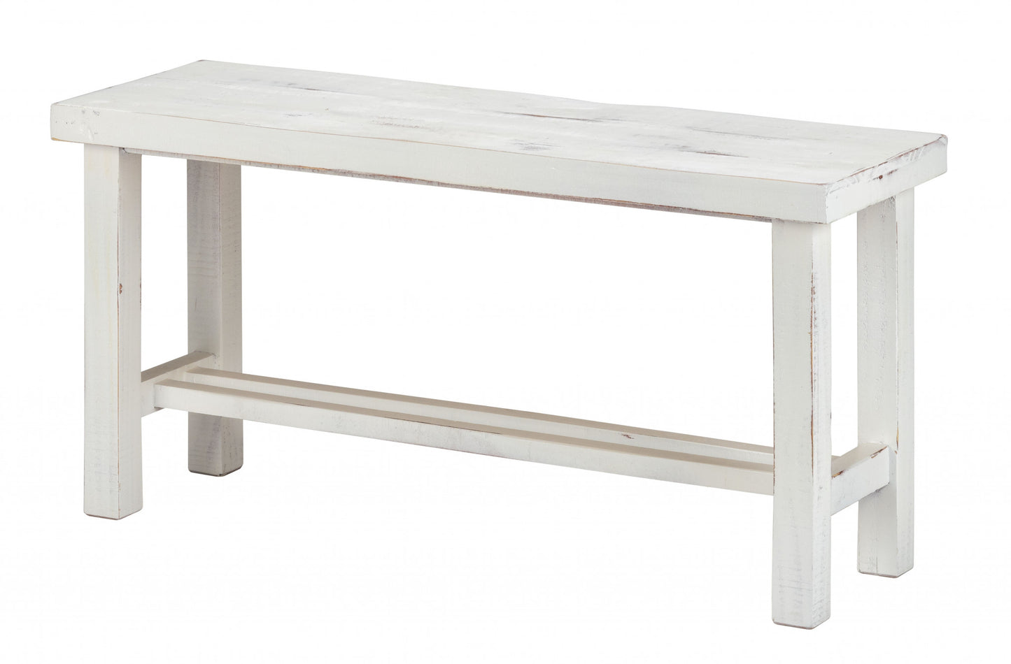 36" Rustic White Distressed Bench By Homeroots | Benches | Modishstore - 2