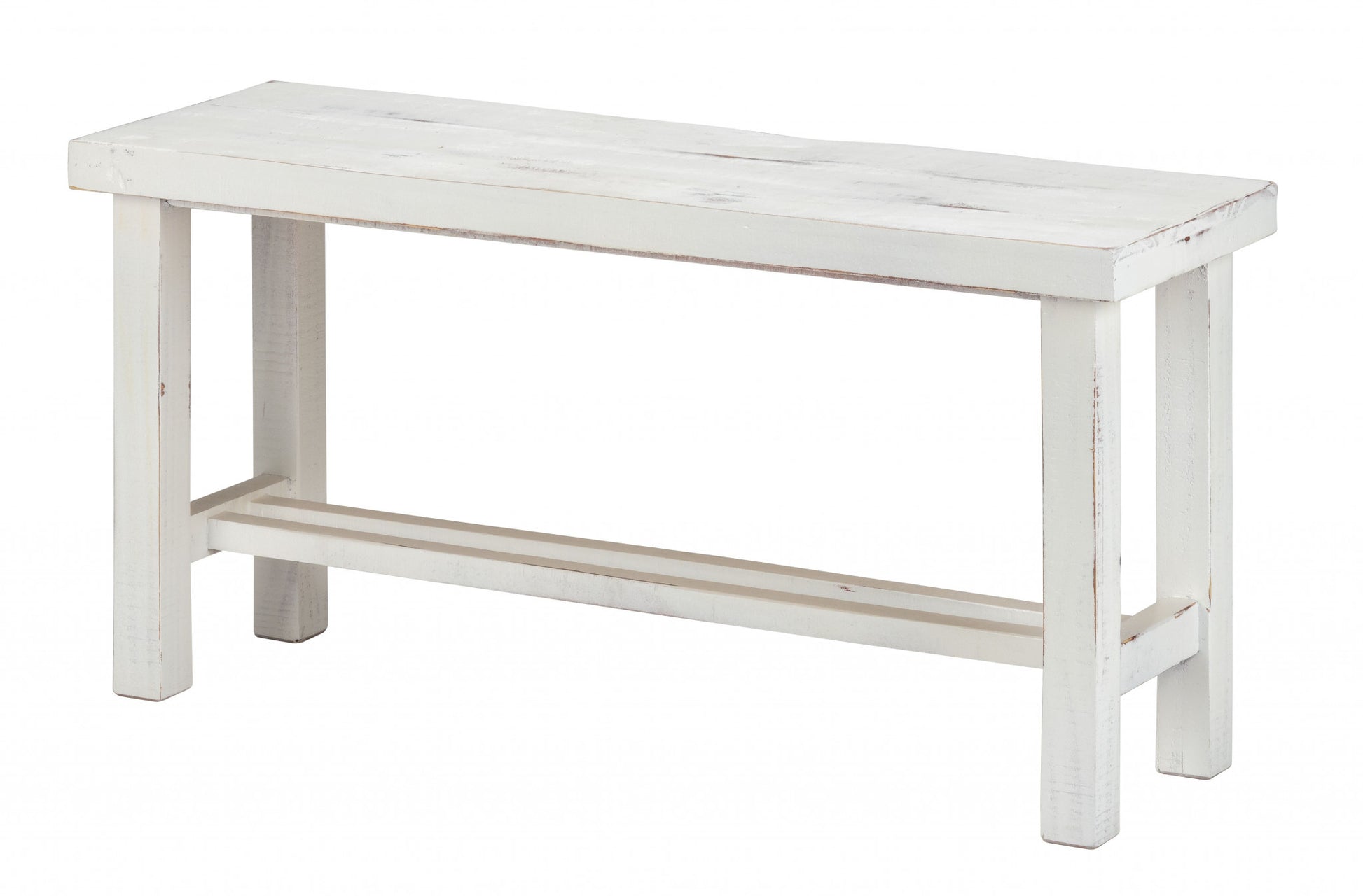 36" Rustic White Distressed Bench By Homeroots | Benches | Modishstore - 2