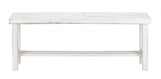 48" Rustic White Distressed Bench By Homeroots | Benches | Modishstore