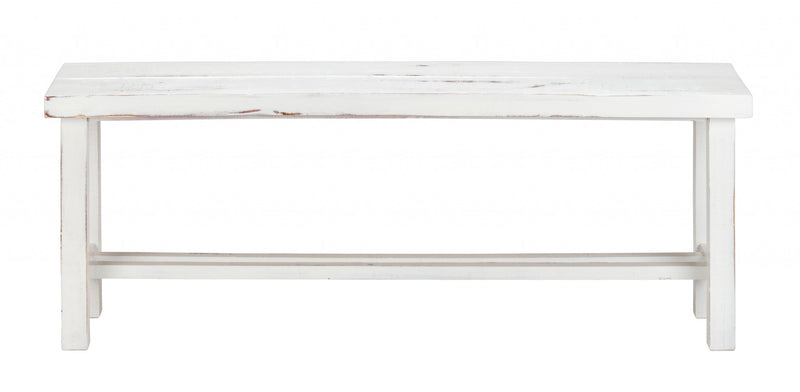 48" Rustic White Distressed Bench By Homeroots | Benches | Modishstore
