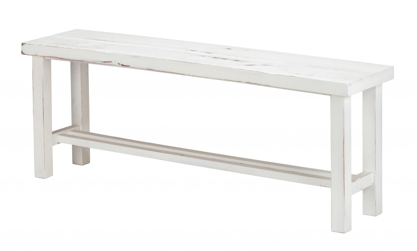 48" Rustic White Distressed Bench By Homeroots