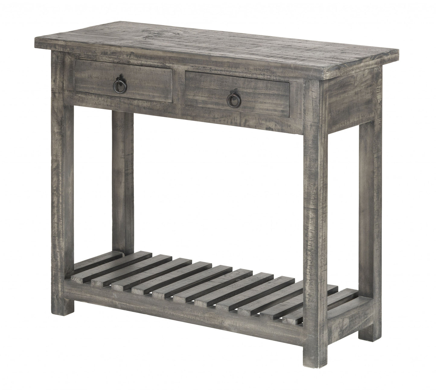 Rustic Gray Wash Wooden Sofa Table with Storage By Homeroots