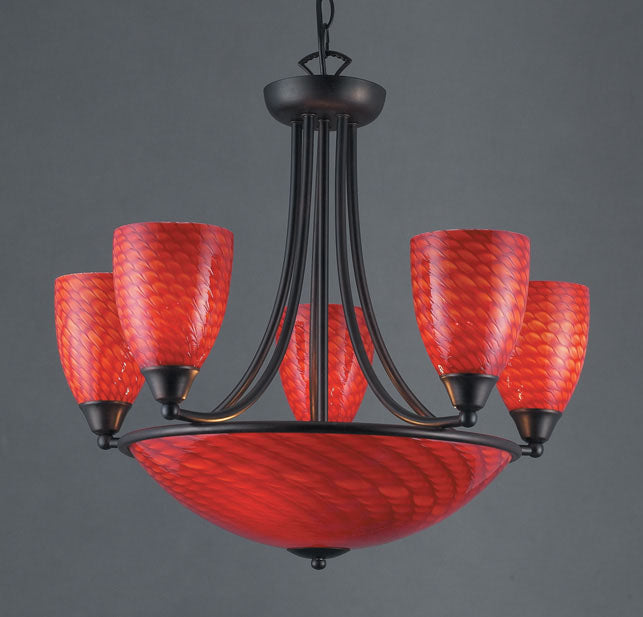 ARCO BALENO COLLECTION SCARLET RED ELK Lighting 419-5+3SC-DR | Ceiling Lamps | Modishstore