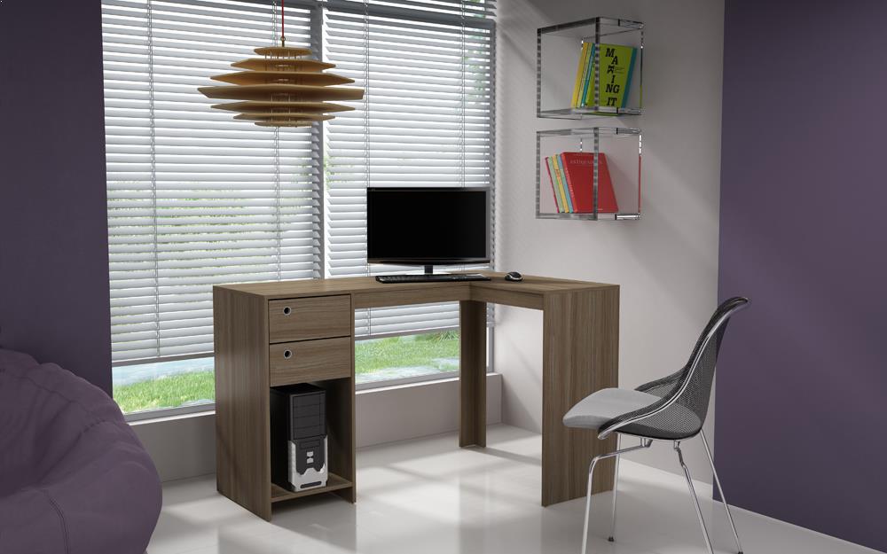 Accentuations by Manhattan Comfort Modest Palermo Classic "L" Shaped Desk with 2 Drawers and 1 Cubby | Desks | Modishstore-2