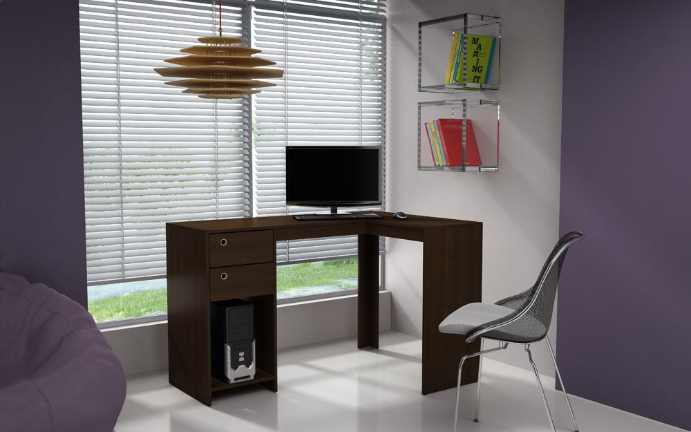 Accentuations by Manhattan Comfort Modest Palermo Classic "L" Shaped Desk with 2 Drawers and 1 Cubby | Desks | Modishstore-3