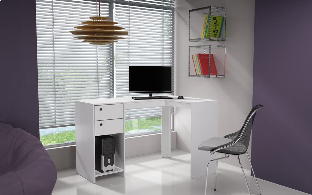 Accentuations by Manhattan Comfort Modest Palermo Classic "L" Shaped Desk with 2 Drawers and 1 Cubby | Desks | Modishstore