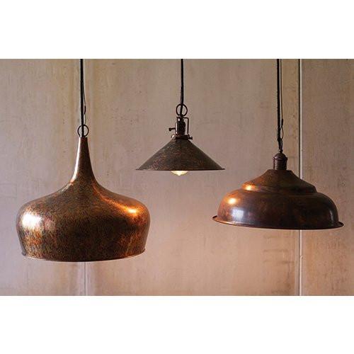 Kalalou Metal Pendant Lamp Tear Drop Shape With Antique Rust Finish-2