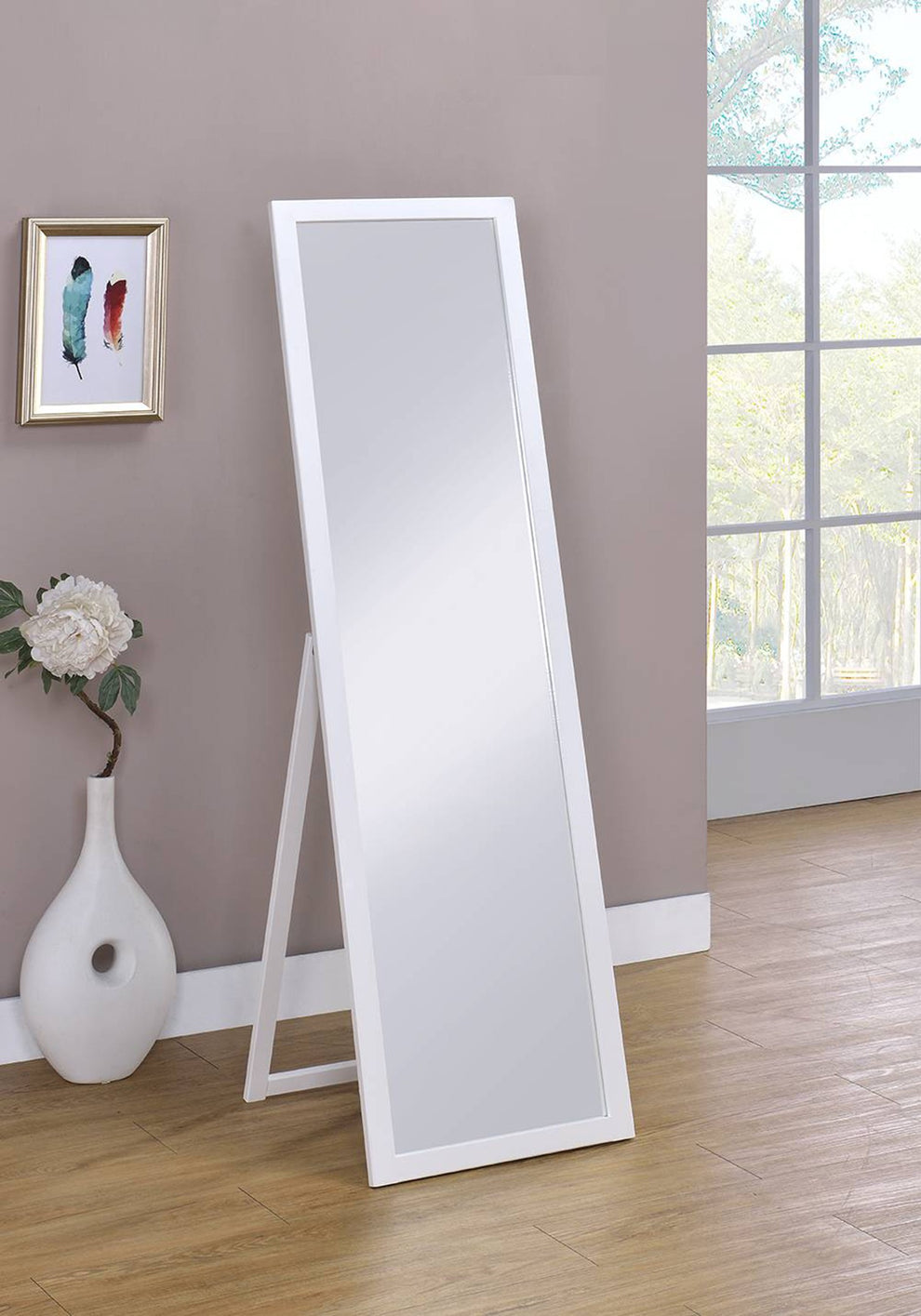 Walnut Finish Full Length Standing Mirror By Homeroots | Mirrors | Modishstore - 6