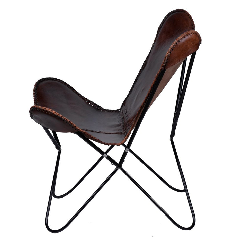 A&B Home Brown Leather Chair Armchair | Armchairs | Modishstore - 4