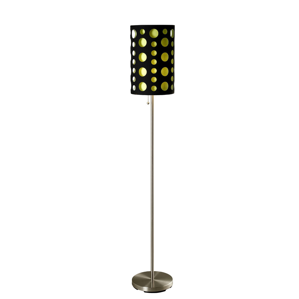 66" Steel Novelty Floor Lamp With Black And Green Drum Shade By Homeroots | Floor Lamps | Modishstore - 2