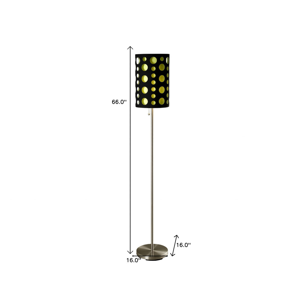 66" Steel Novelty Floor Lamp With Black And Green Drum Shade By Homeroots | Floor Lamps | Modishstore - 3