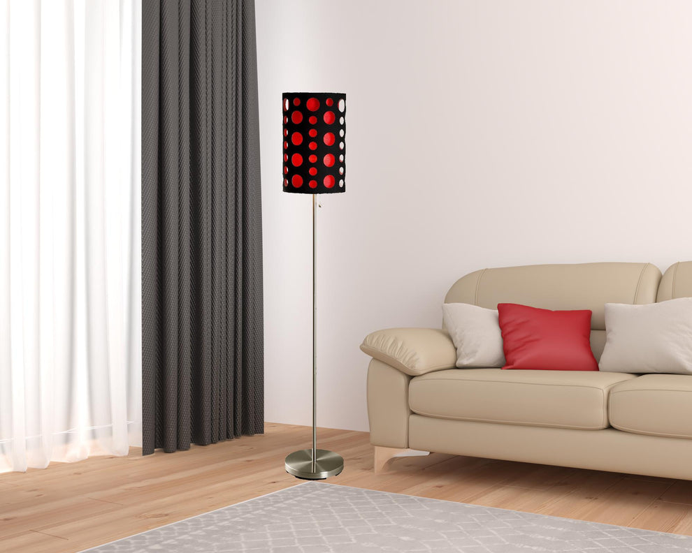 66" Steel Novelty Floor Lamp With Black And Green Drum Shade By Homeroots | Floor Lamps | Modishstore - 11