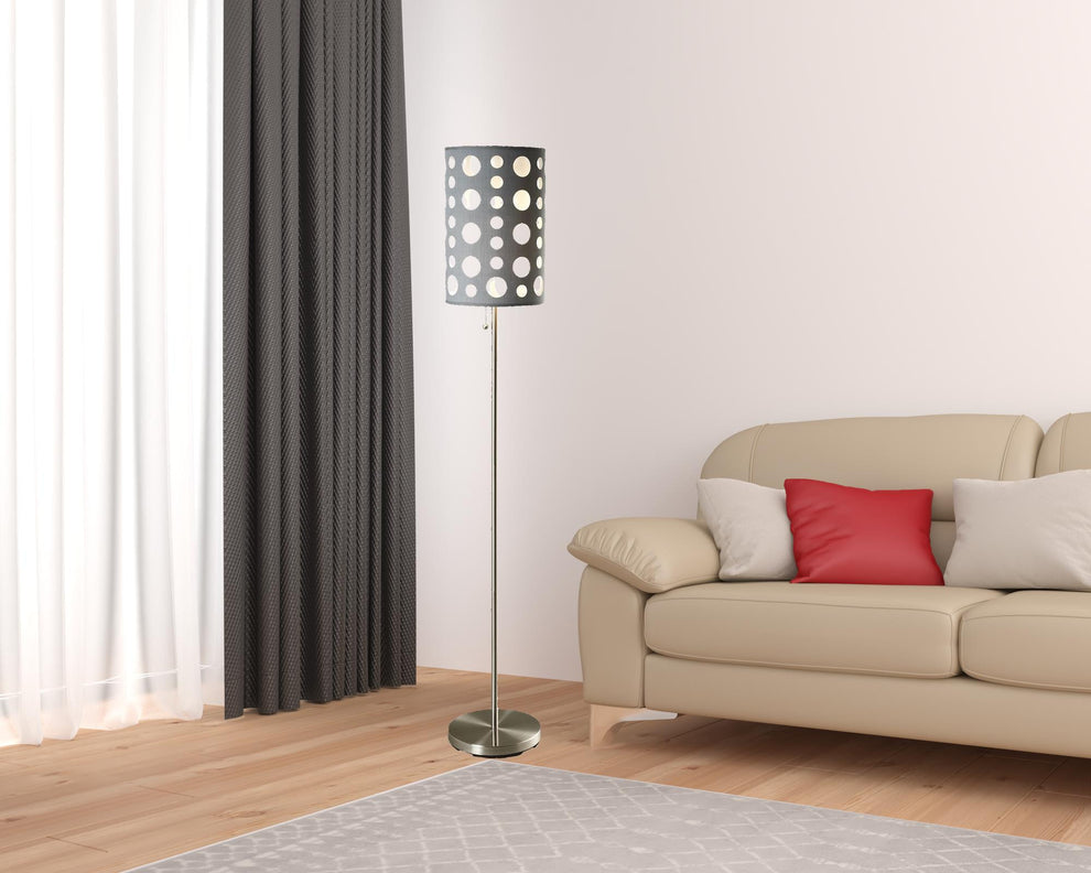 66" Steel Novelty Floor Lamp With Black And Green Drum Shade By Homeroots | Floor Lamps | Modishstore - 35
