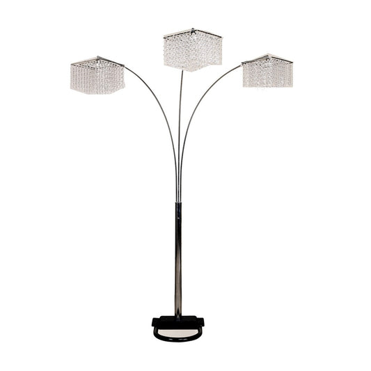 Floor Lamp with Three Hanging Crystal Shades By Homeroots | Floor Lamps | Modishstore