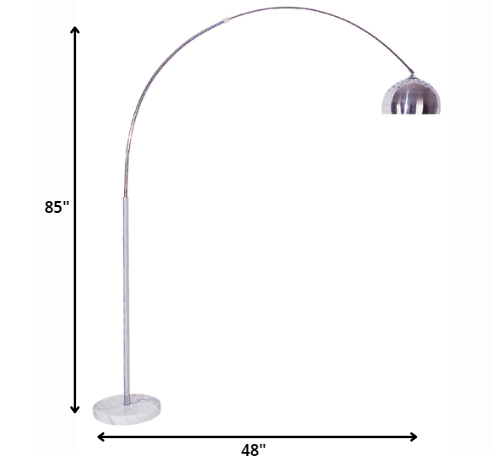 Silver Metal Arched Floor Lamp By Homeroots