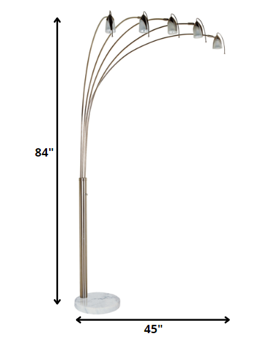 Dull Gold Metal Floor Lamp with Five Adjustable Swing Arms By Homeroots