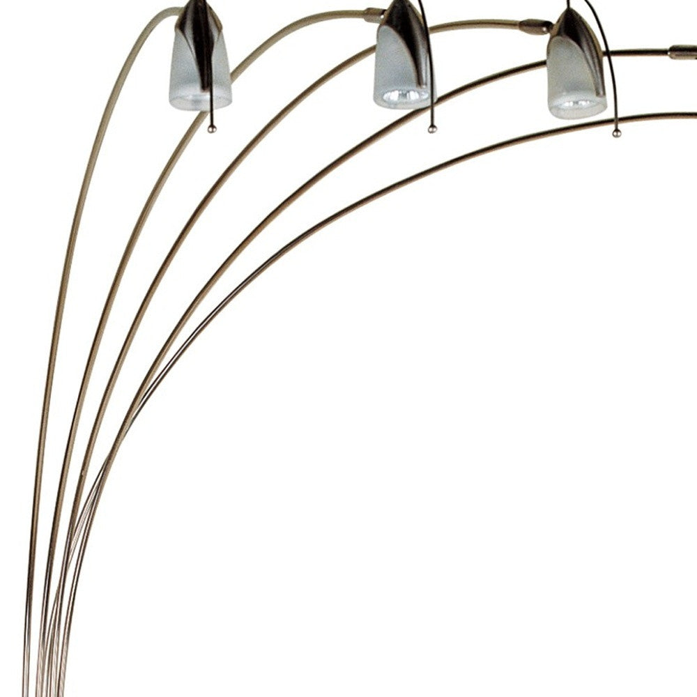 Dull Gold Metal Floor Lamp with Five Adjustable Swing Arms By Homeroots | Floor Lamps | Modishstore - 4