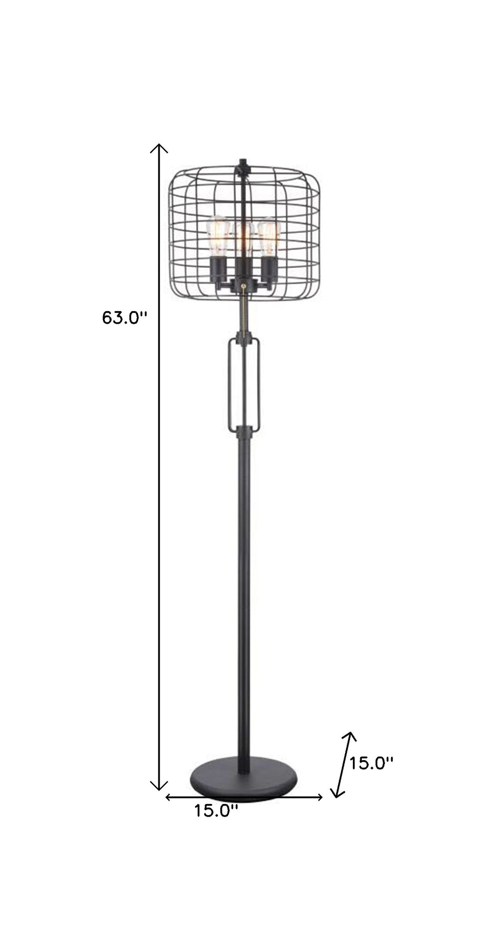 63" Black Three Lights Novelty Floor Lamp With Black Novelty Shade By Homeroots | Floor Lamps | Modishstore - 4