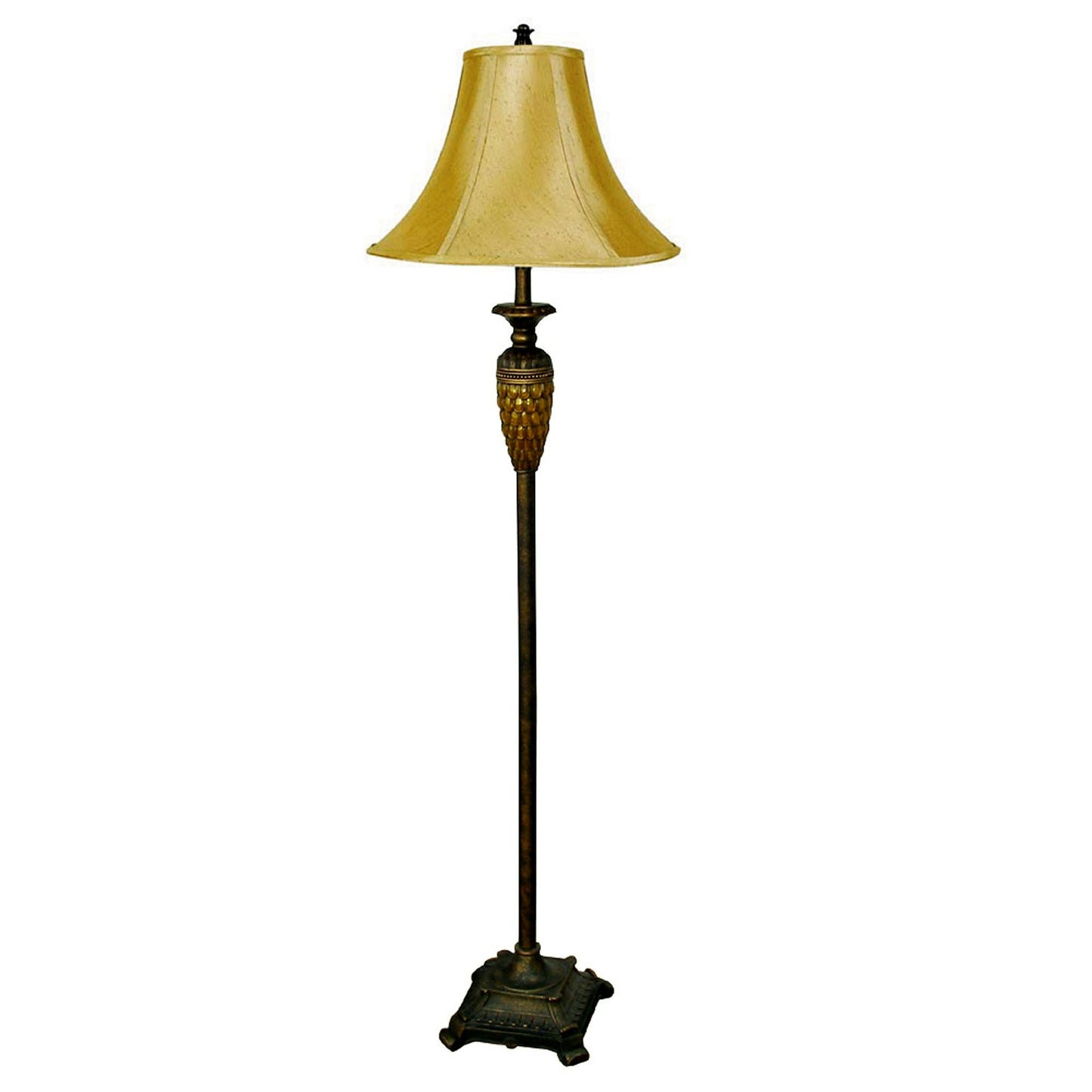 63" Brown And Gold Traditional Floor Lamp With Gold Bell Shade By Homeroots | Floor Lamps | Modishstore