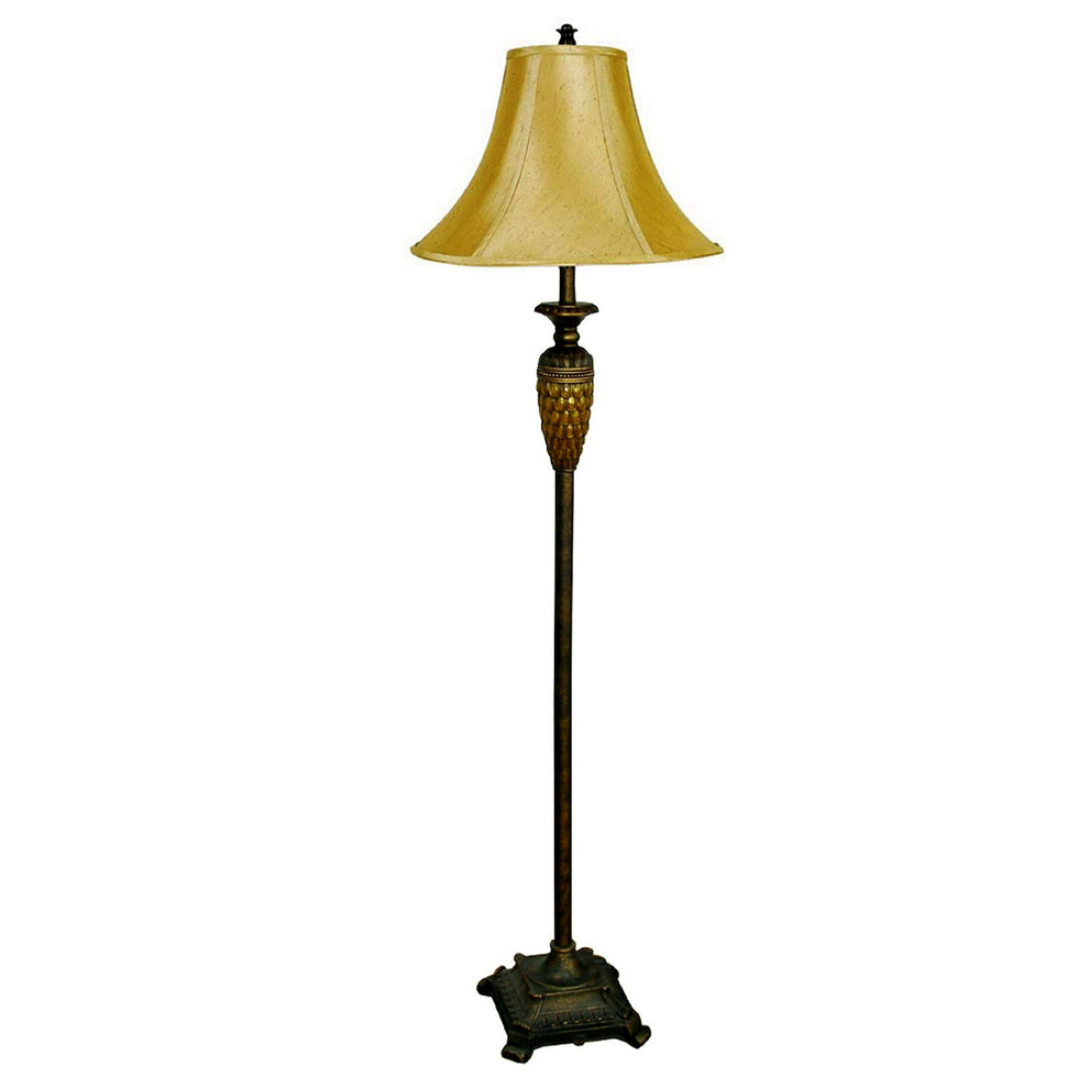 63" Brown And Gold Traditional Floor Lamp With Gold Bell Shade By Homeroots | Floor Lamps | Modishstore - 3