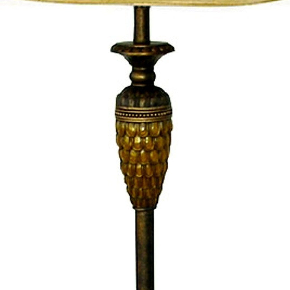 63" Brown And Gold Traditional Floor Lamp With Gold Bell Shade By Homeroots | Floor Lamps | Modishstore - 4