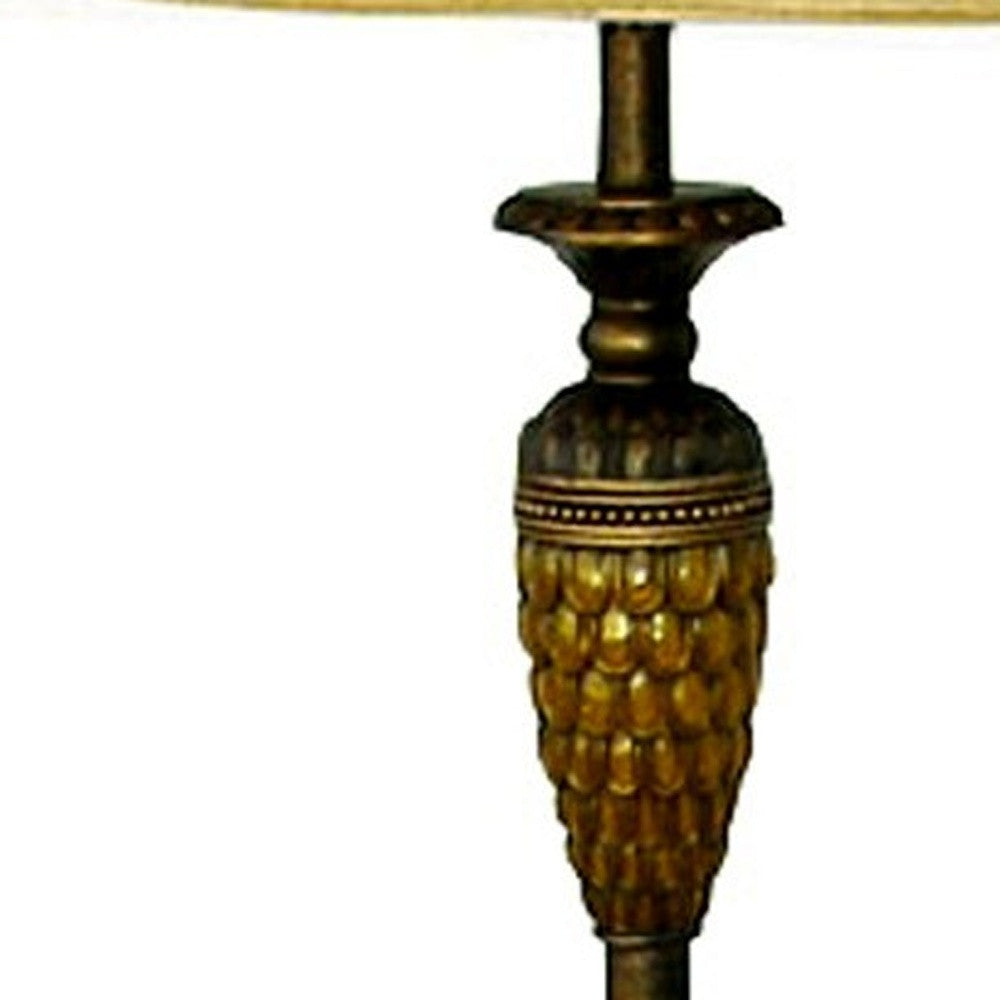 63" Brown And Gold Traditional Floor Lamp With Gold Bell Shade By Homeroots | Floor Lamps | Modishstore - 4