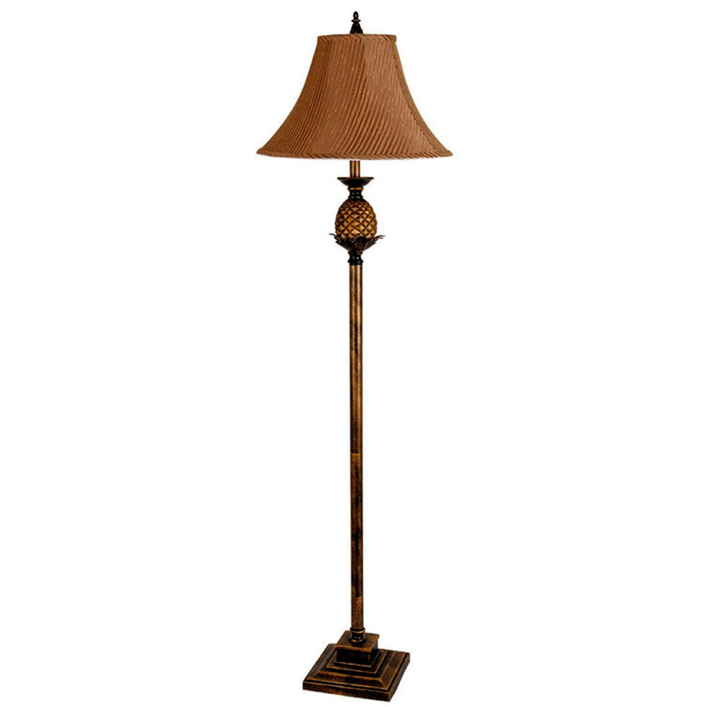 65" Antique Gold And Brown Traditional Pineapple Floor Lamp With Brown Bell Shade By Homeroots | Floor Lamps | Modishstore - 3